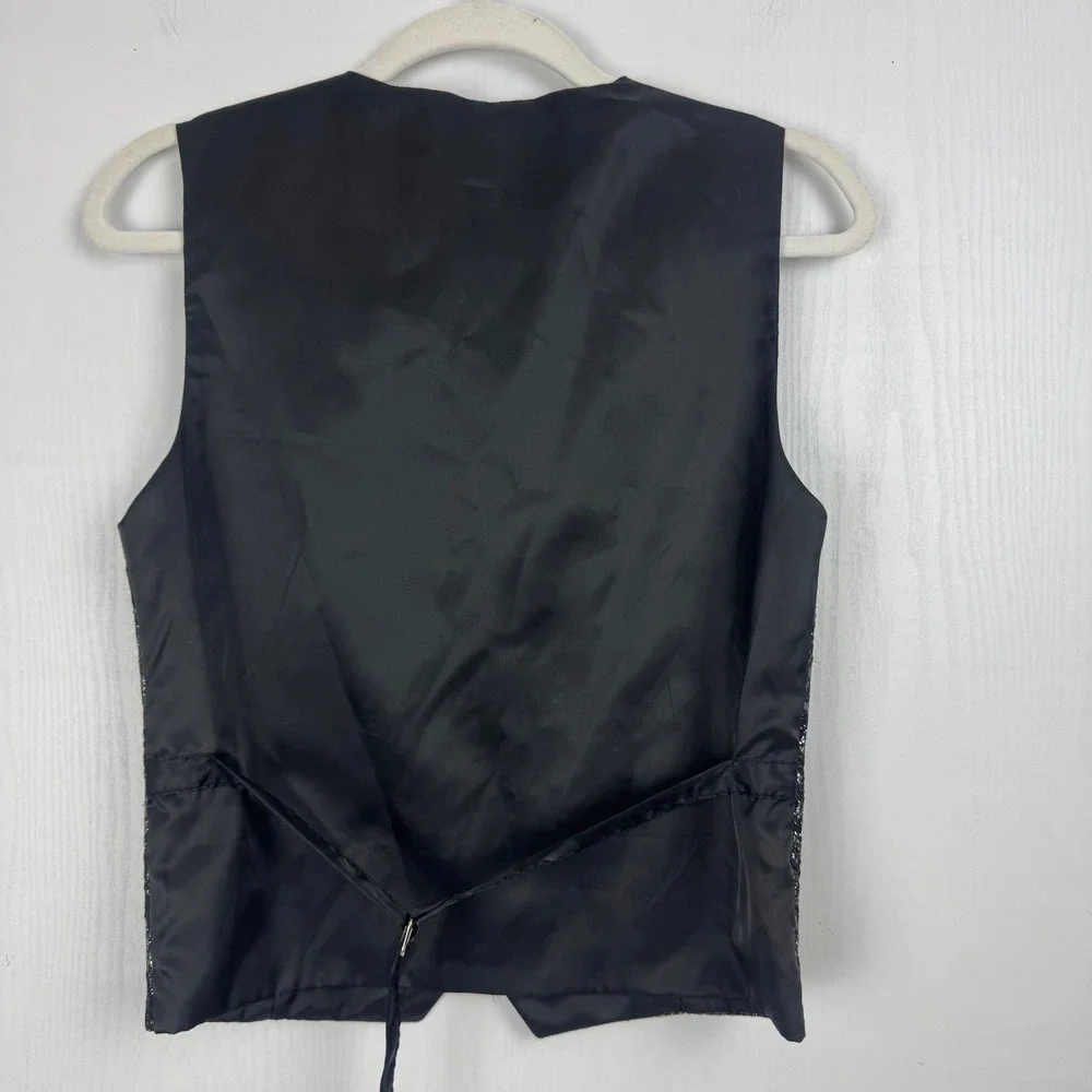 Kids World‎ of USA Metallic Brocade Formal Party Black Silver Vest Size Kid 16